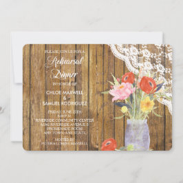 Lace Wood Mason Jar Probe Dinner Einladung