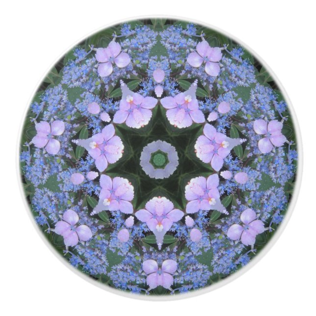 Lacecap Hydrangea Keramik Knob Keramikknauf (Vorderseite)