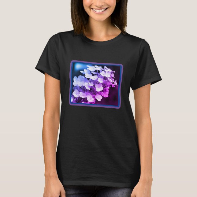 Lacecap Hydrangea schwarz und weiß gestrichen T-Shirt (Vorderseite)