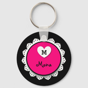 Lacey Kreis-Monogramm und Name V09 ROSA Schlüsselanhänger
