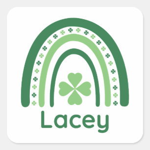 Lacey Name Clover Boho Regenbogen Quadratischer Aufkleber