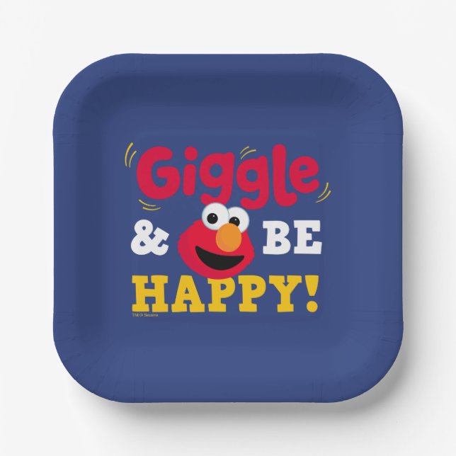 Lach und sei glücklich Elmo Pappteller (Vorderseite)