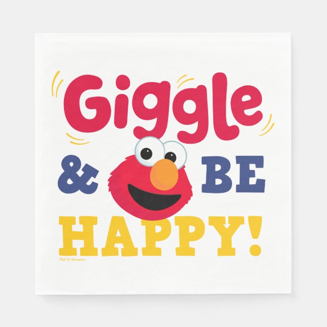 Lach und sei glücklich Elmo Serviette (Vorderseite)