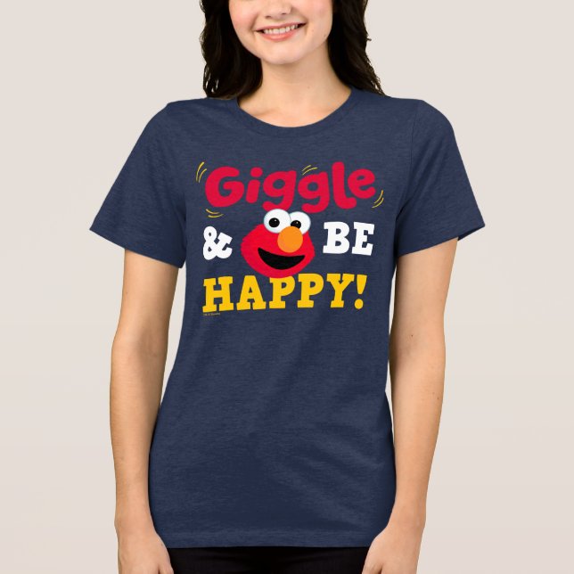 Lach und sei glücklich Elmo Tri-Blend Shirt (Vorderseite)