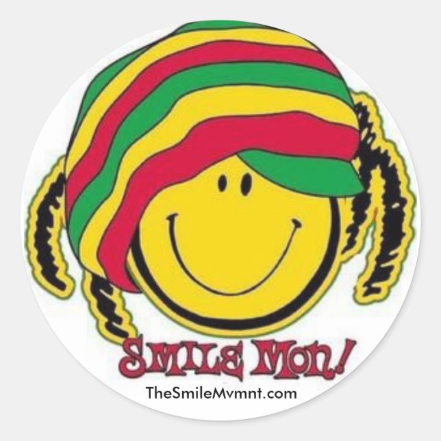 Lächelbewegung Rasta Face Runder Aufkleber (Vorderseite)