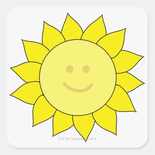 LächelGesicht Sonnenblume Quadratischer Aufkleber (Vorderseite)