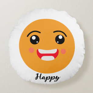 Lächeln am Emoji-Tag verbreiten - Happy Emoji Coll Rundes Kissen
