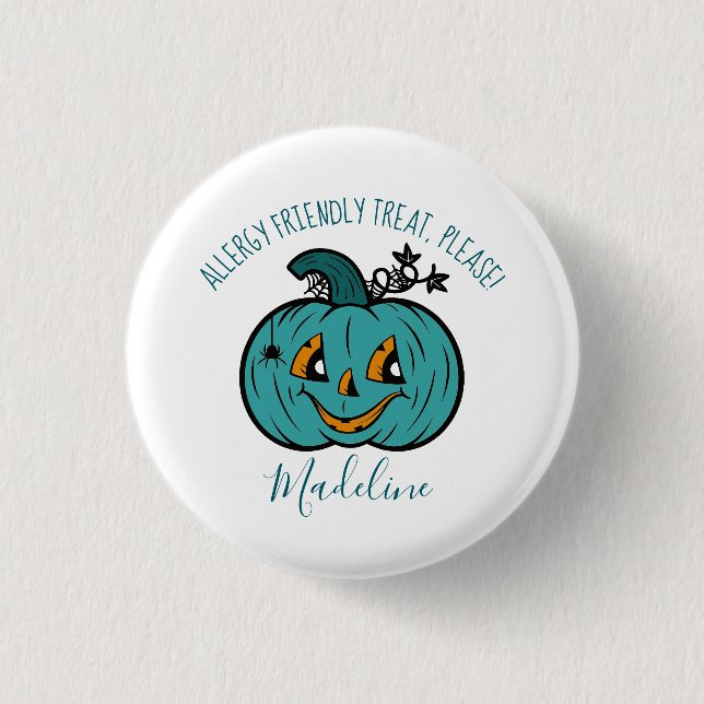 Lächeln Aquamariner Pumpkin Allergy Trick oder Tre Button (Vorderseite)