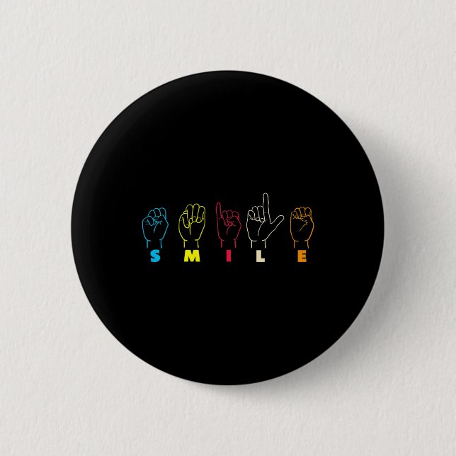 Lächeln ASL Alphabet American Sing Language ASL Te Button (Vorderseite)