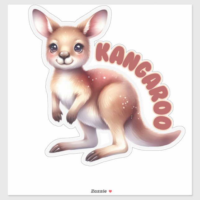 Lächeln Baby Kangaroo - Kinderzimmer Aufkleber (Blatt)