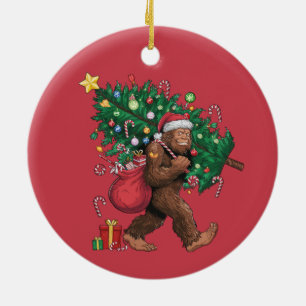 Lächeln Bigfoot Red Christmas Tree Ornament