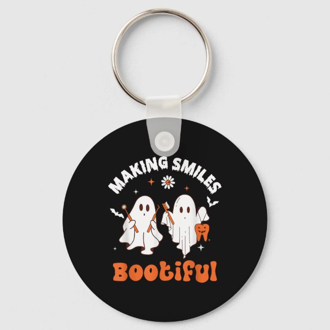 Lächeln bootiful Funny Ghost Dentist Hallowe Schlüsselanhänger (Vorderseite)