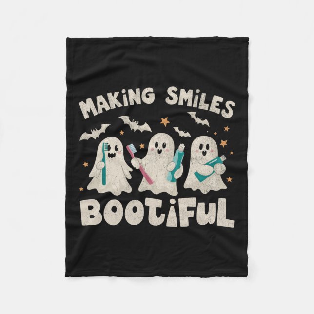 Lächeln Bootischer Halloween Funny Ghost Dentist D Fleecedecke (Vorderseite)