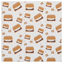 Lächeln Brown White Illustriert S'more Muster Stoff