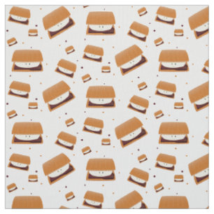 Lächeln Brown White Illustriert S'more Muster Stoff