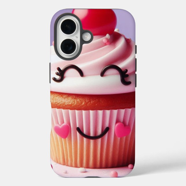 Lächeln Cupcake mit Cherry - Sweet Delight Design iPhone 16 Hülle (Rückseite)