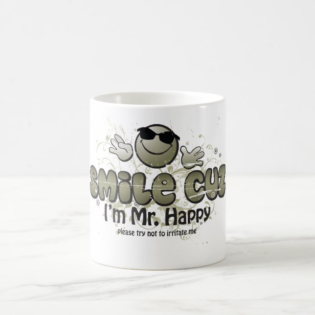 Lächeln cuz bin ich Herr Happy Kaffeetasse (Mittel)