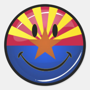 Lächeln der Flagge von Arizona Runder Aufkleber