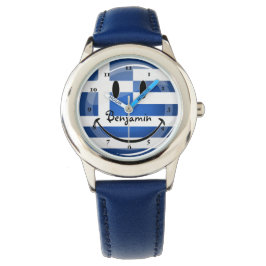 Lächeln der griechischen Flagge Armbanduhr