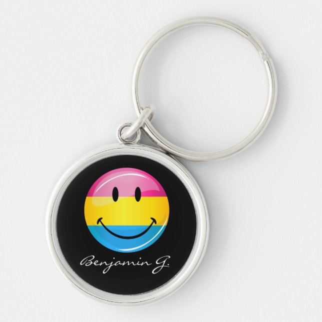 Lächeln der Pansexual-Stolperflagge Schlüsselanhänger (Vorne)