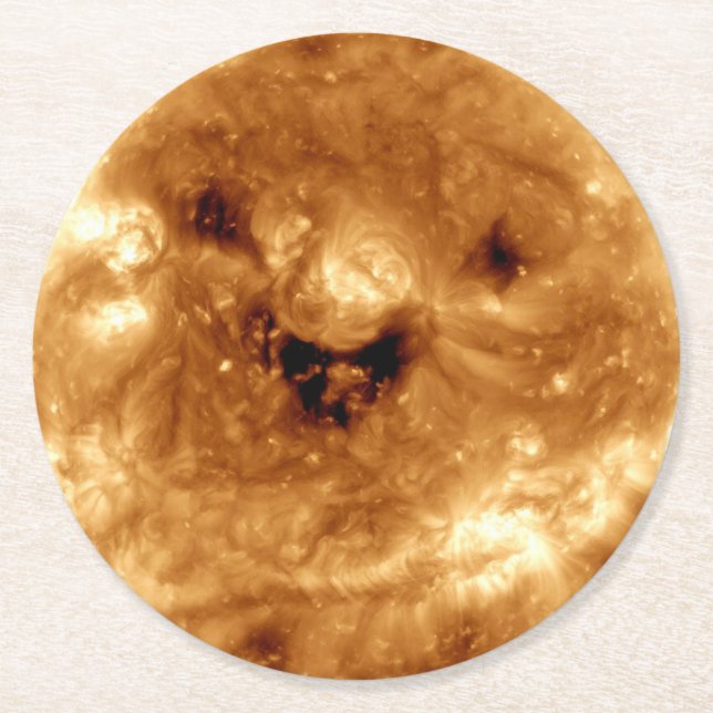 Lächeln der Sonne vom NASA-Solarbeobachter Runder Pappuntersetzer (Vorderseite)