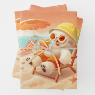 Lächeln Dog - Strandmodus eingeschaltet Geschenkpapier Set