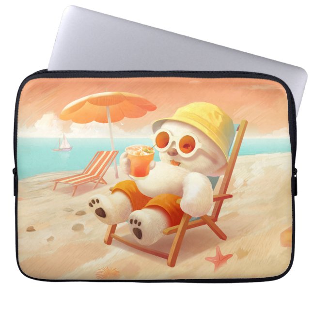 Lächeln Dog - Strandmodus eingeschaltet Laptopschutzhülle (Vorderseite)