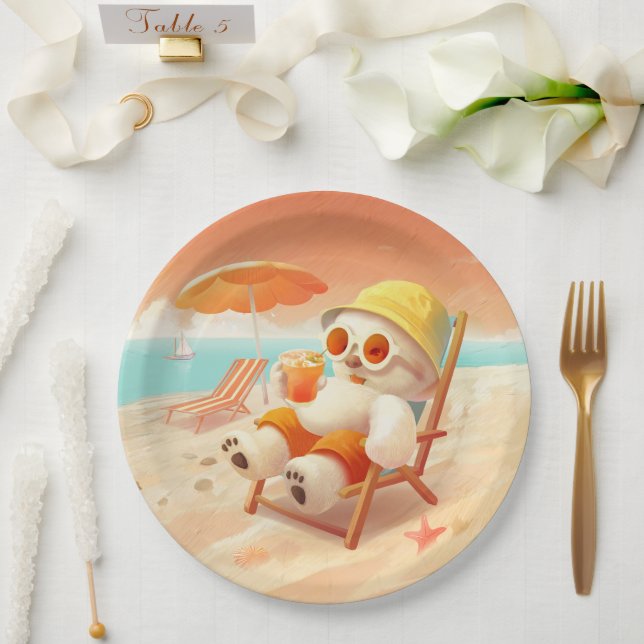 Lächeln Dog - Strandmodus eingeschaltet Pappteller (Hochzeit)