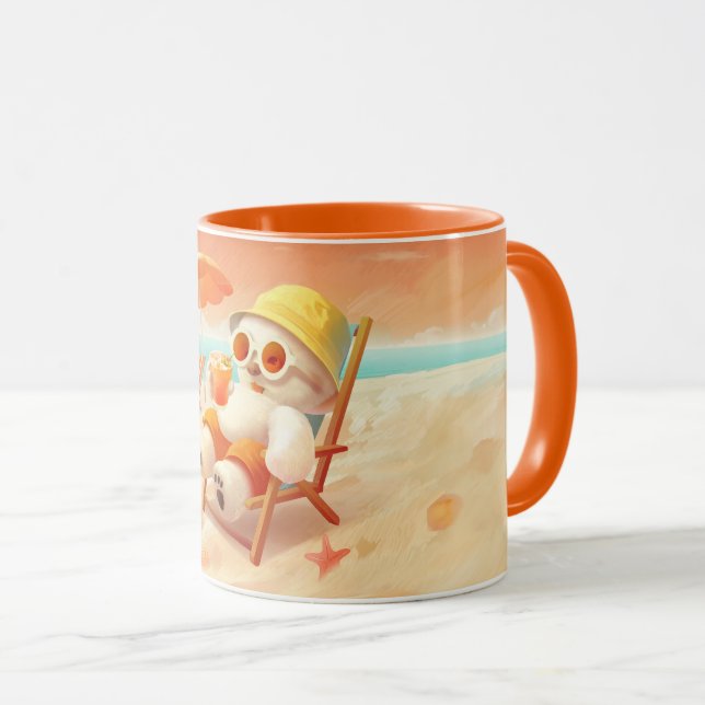 Lächeln Dog - Strandmodus eingeschaltet Tasse (VorderseiteRechts)