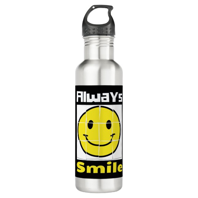 Lächeln Emoji Edelstahlflasche (Vorderseite)