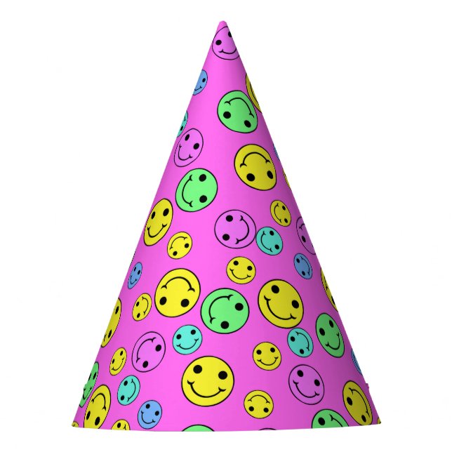 Lächeln Emoji Faces II rosa Party Hut Partyhütchen (Vorderseite)