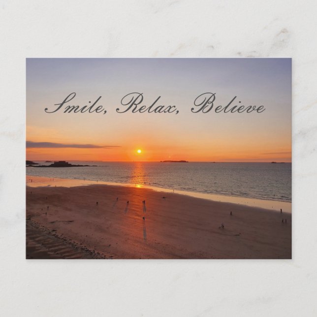 Lächeln, entspannen, glauben postkarte (Vorderseite)
