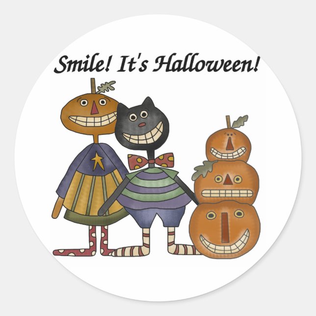 Lächeln Es ist Halloween Runder Aufkleber (Vorderseite)