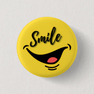Lächeln 😊   Fröhlicher gelber Button   Positive V
