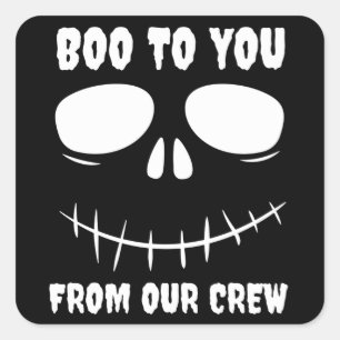 Lächeln Geist Gesicht lustige Halloween Kids Boo z Quadratischer Aufkleber