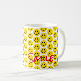 Lächeln Gelb Schwarz-weiß Happy Face Kaffeetasse