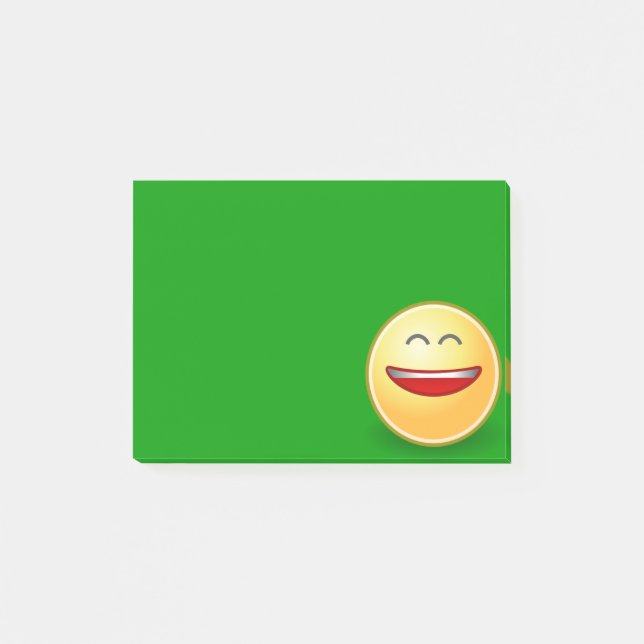 Lächeln Gesicht auf grünem Post Es beachten Post-it Klebezettel (Vorderseite)