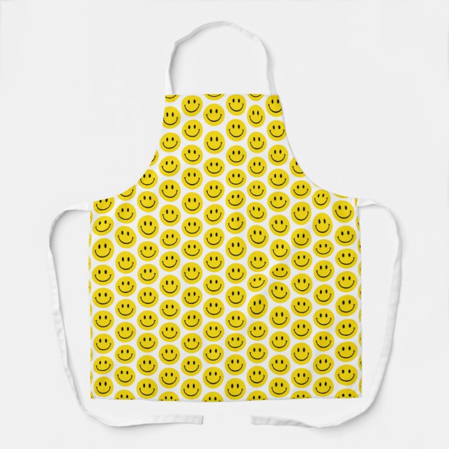 Lächeln Gesicht gelb Schwarz-weiß Happy Emoji Fun Schürze (Vorderseite)