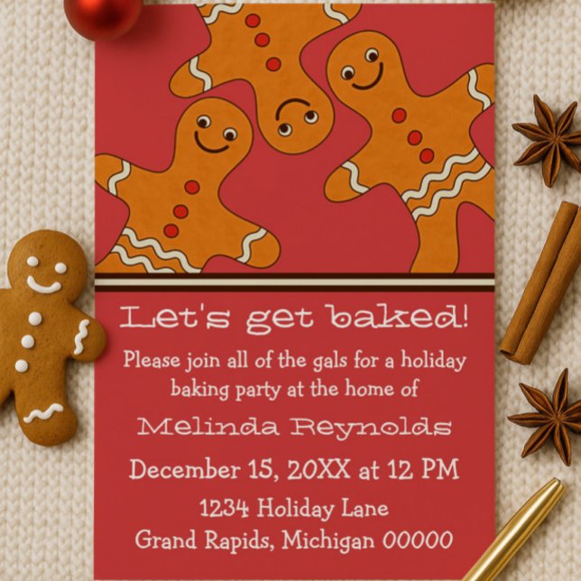 Lächeln Gingerbread Männer Weihnachts-Party einlad Einladung (Smiling Gingerbread Men Christmas Party Invitation
)