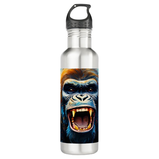 Lächeln Gorilla Edelstahlflasche (Vorderseite)