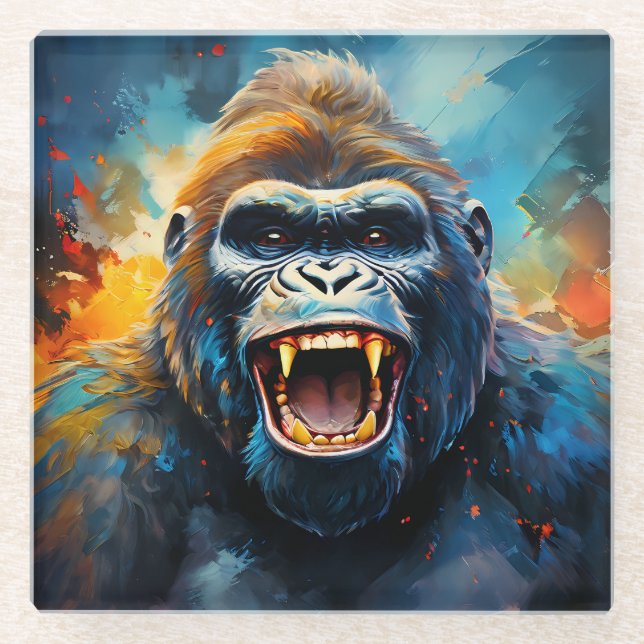 Lächeln Gorilla Glasuntersetzer (Vorderseite)