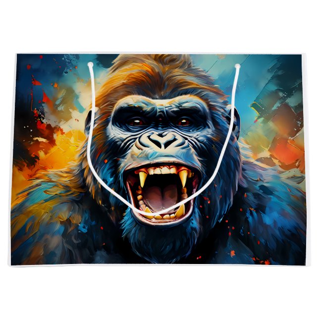 Lächeln Gorilla Große Geschenktüte (Vorderseite)