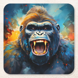Lächeln Gorilla Rechteckiger Pappuntersetzer