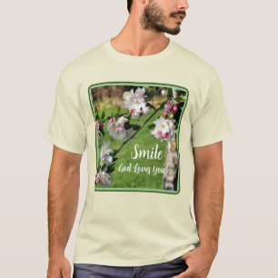 Lächeln Gott Liebt Dich Blüten Inspirierend T-Shirt