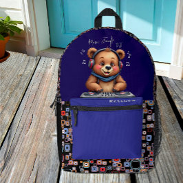 Lächeln Grizzly Bären DJ, Happy Music Jungle Bedruckter Rucksack