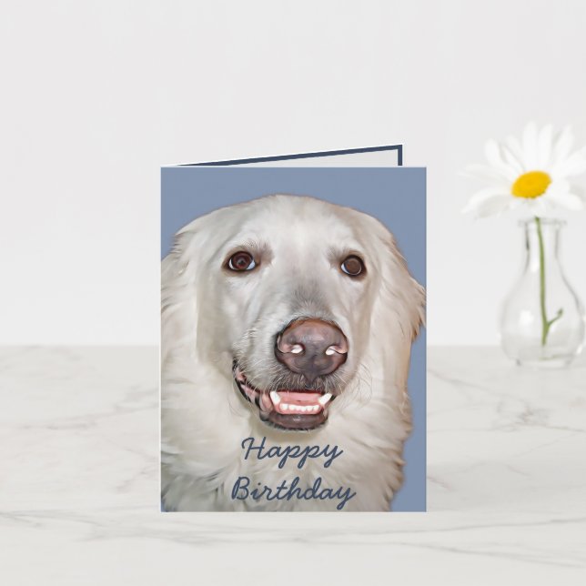 Lächeln große Pyrenäen Hund Geburtstag Karte (Kleine Pflanze)