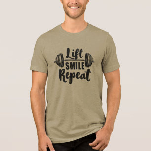 Lächeln Heben Wiederholen Gym Motivation Gewichthe Tri-Blend Shirt