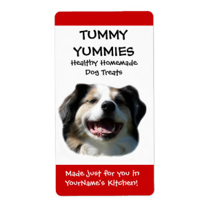 Lächeln Hund Doggie Leckereien Küche Etikett Auf