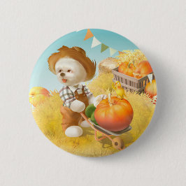 Lächeln Hund mit Rollkarren Button