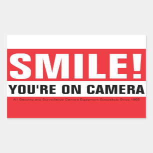 Lächeln, Ihre an Kamera! Rechteckiger Aufkleber